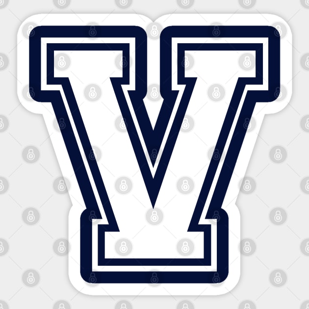 Initial Letter V Varsity Style Design Initial Letter Sticker TeePublic